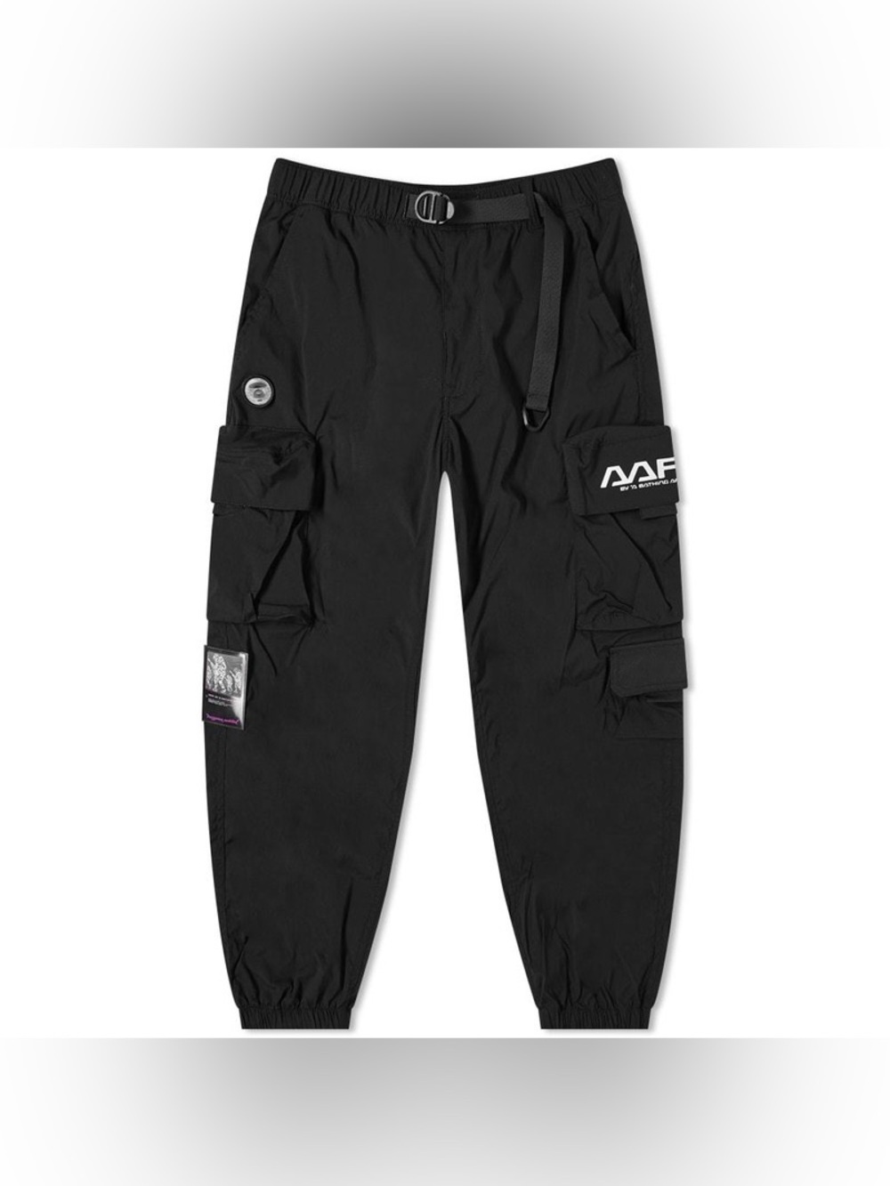 AAPE Logo Cargo Pant by bathing Ape mens size large black hologram detail
